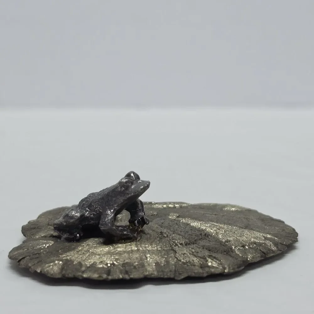 Frog On Pyrite Sun Shiny Miner’s Dollar Fools Gold Illinois Gift Paperweight